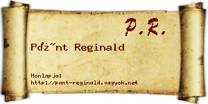 Pánt Reginald névjegykártya